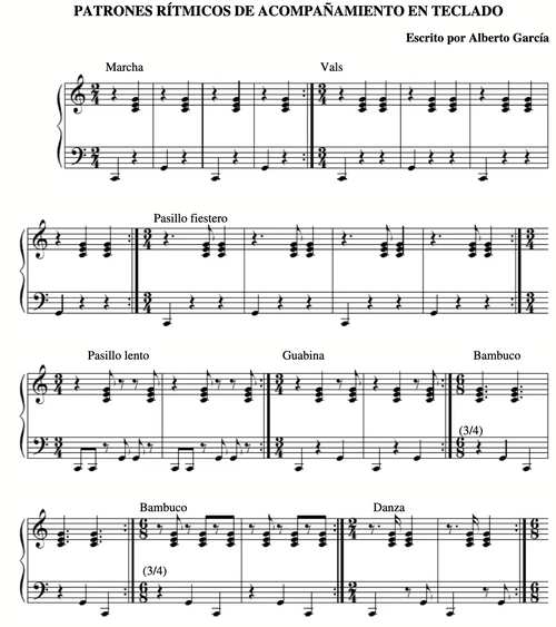 Patrones de acompañamiento piano