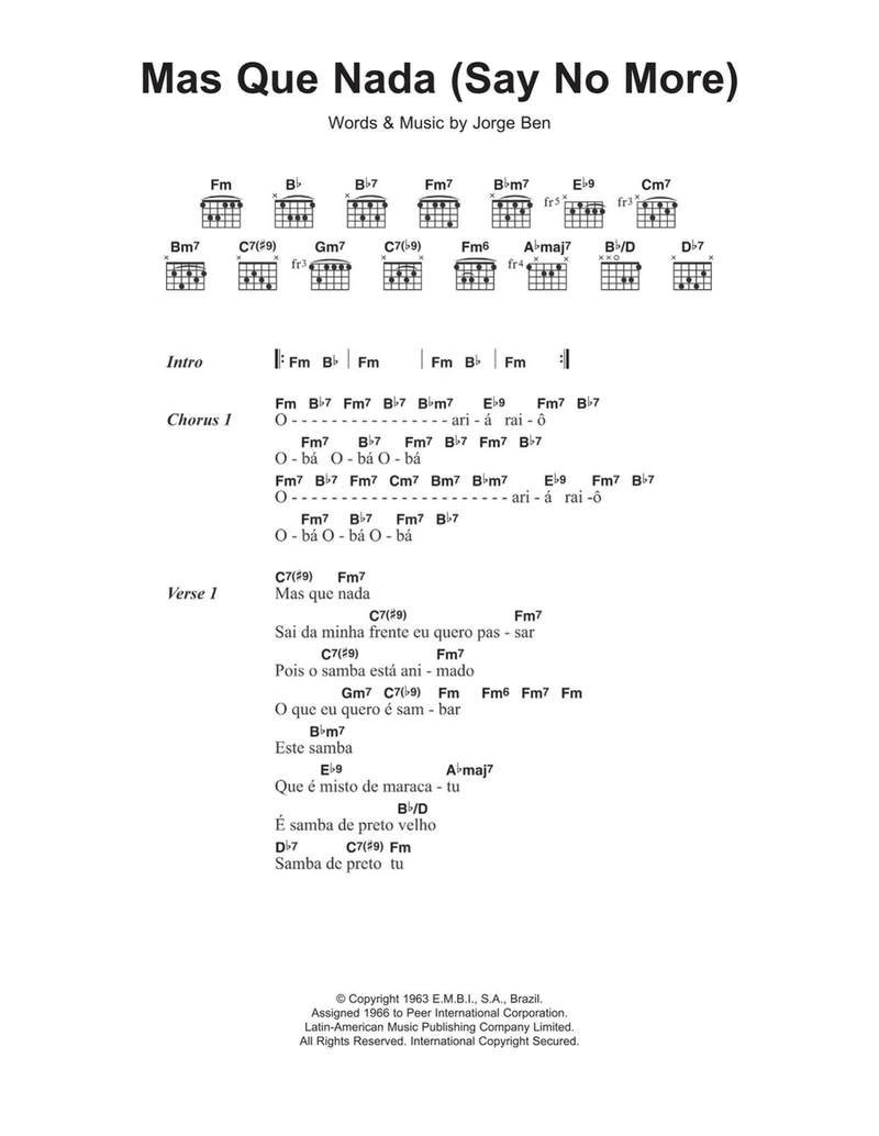 Mas Que Nada - Sheet Music (Jorge Ben)